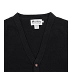 Sweater Harley of Scotland Cardigan Harley Hombre Black, detalle del cuello y la etiqueta