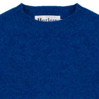 Sweater Harley of Scotland Sweater Harley Mujer Sapphire, detalle del cuello y etiqueta