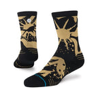 Calcetines Stance Sun Dust Crew Black Brown, par de calcetines de pie, vista frontal y trasera