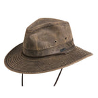 Sombreros Conner Hats Tracker Cotton Outback Hat Café, perfil lateral en tres cuartos del sombrero