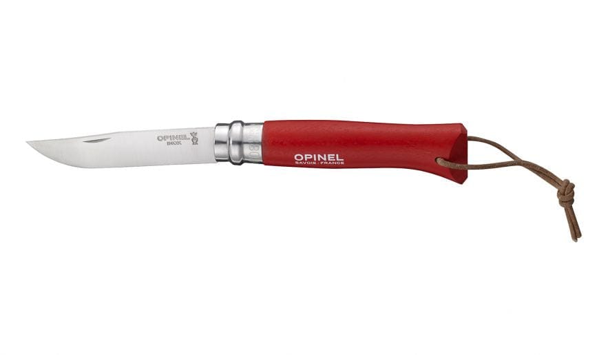 Cuchillo Opinel N°8 Trekking rojo con funda - vista 6, cuchillo abierto, vista completa