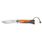 Cocina Opinel Nº08 OUTDOOR NARANJO, vista lateral de la hoja abierta