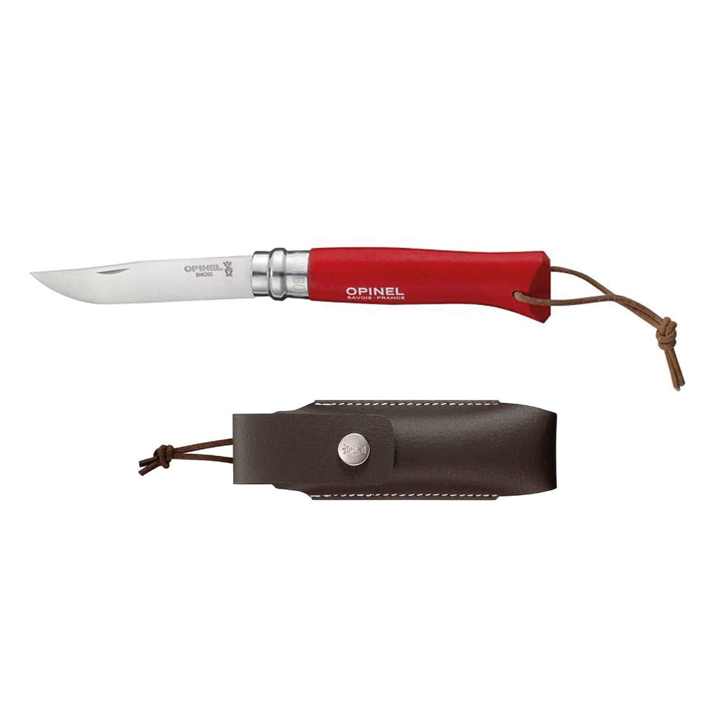Cuchillo Opinel N°8 Trekking rojo con funda - vista 1, cuchillo con funda, vista completa
