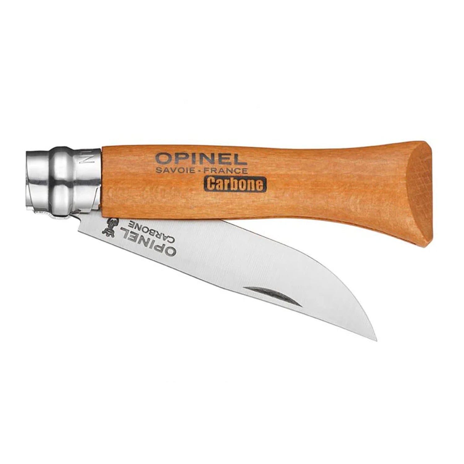 Cuchillo Opinel N°6 Carbon Steel - vista 4, vista lateral del cuchillo abierto