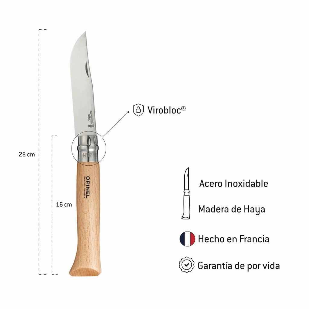 Cuchillo Opinel N°12 Stainless Steel - vista 4, infografía de especificaciones técnicas