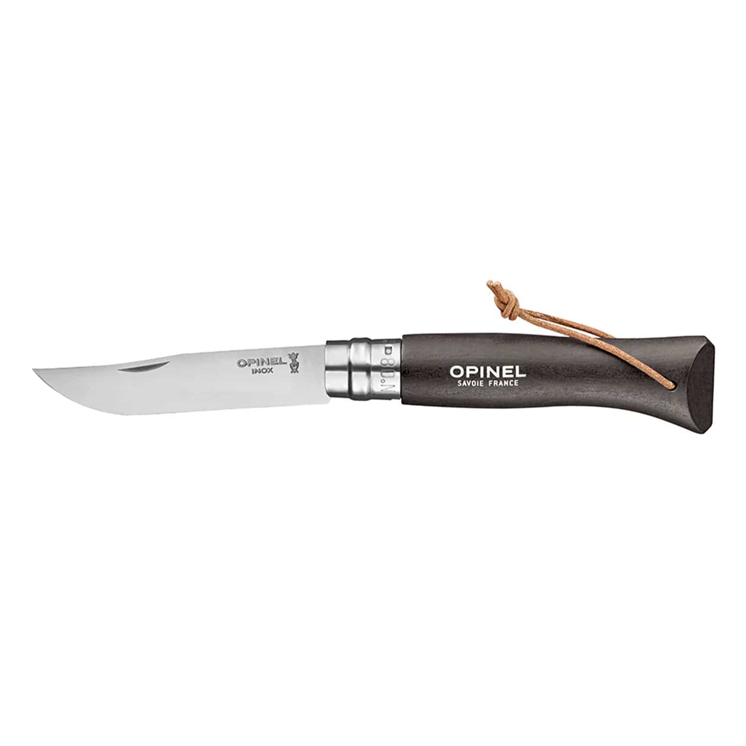 Cuchillo Opinel Trekking N°8 Negro - vista 1, vista lateral del cuchillo abierto
