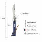 Cuchillo Opinel Trekking N°8 Azul - vista 4, infografía con especificaciones técnicas