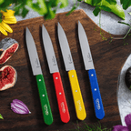 Set 4 cuchillos Opinel N°112 Classic - vista 2, set de cuchillos sobre tabla de madera
