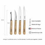 Set Les Essentiels Opinel - vista 3, infografía con medidas y características