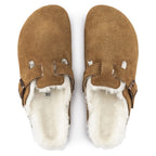 Zuecos Birkenstock Boston Sheepskin Mink, vista cenital del par