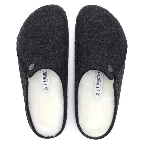 Pantuflas Birkenstock Zermatt Sheepskin Anthracite, vista cenital del par