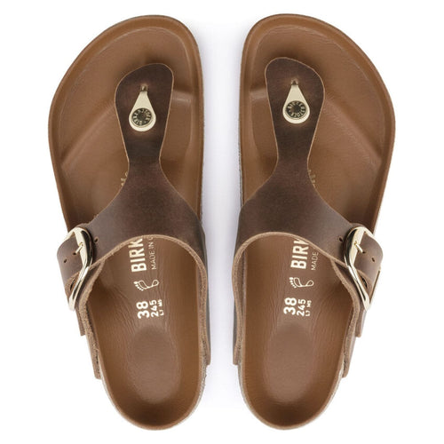 Sandalias Birkenstock Gizeh Big Buckle Cognac, vista cenital