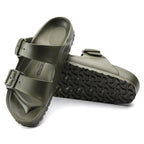 Sandalias Birkenstock Arizona EVA Khaki, par completo con vista de la suela