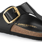 Sandalias Birkenstock Gizeh Big Buckle High Shine Black, detalle del material