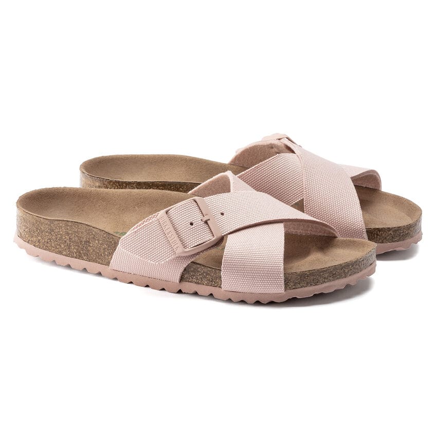 Sandalias Birkenstock Siena Vegan Pink Soft, par completo en tres cuartos