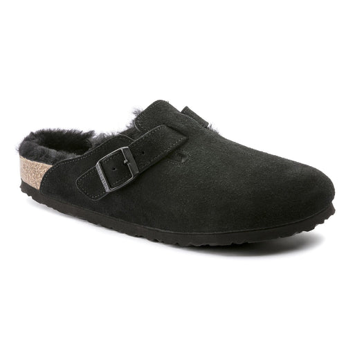 Zuecos Birkenstock Boston Sheepskin Black, perfil lateral