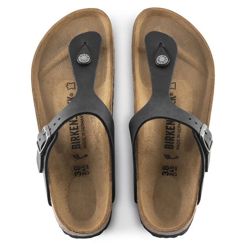 Sandalias Birkenstock Gizeh Oiled Black, vista cenital del par
