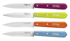 Cocina Opinel SET DE 4 N°112 SWEET POP, SURTIDO DE COLORES AZULMANDARINAVERDE CLAROMORADO, vista frontal de las 4 piezas del set